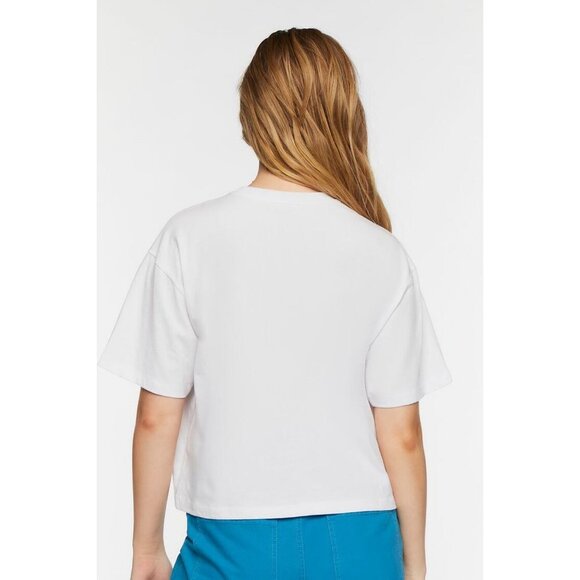 NWT Forever 21 Faux Gem J'adore Graphic Tee in White Size Large - Picture 7 of 7